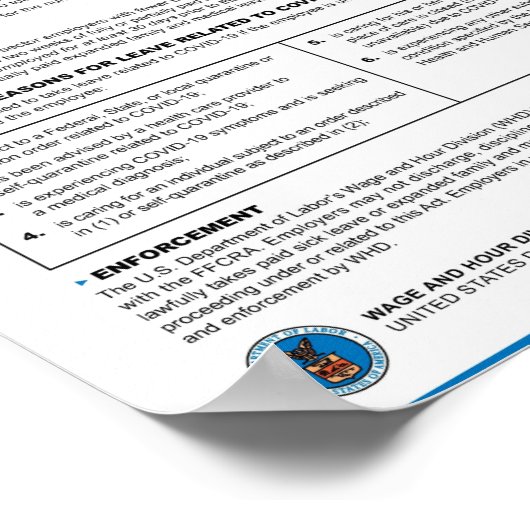 FFCRA - FAMILIES FIRST CORONAVIRUS RESPONS ACT POSTER (Hoek)