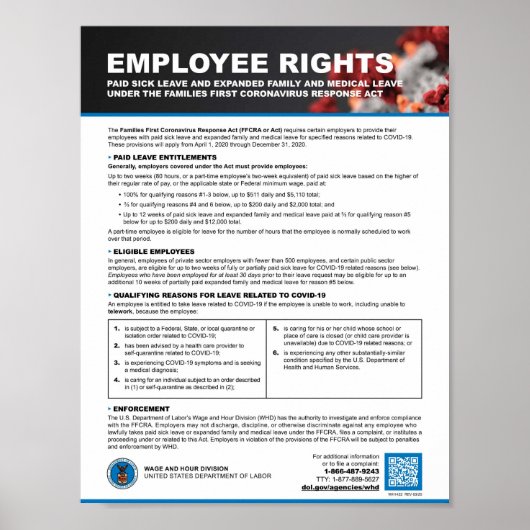 FFCRA - FAMILIES FIRST CORONAVIRUS RESPONS ACT POSTER (Voorkant)