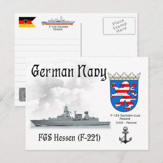 FGS Hessen (F-221) Briefkaart (Voorkant / Achterkant)