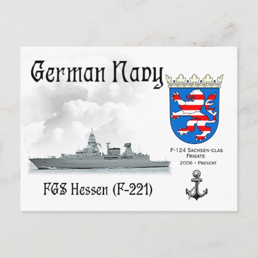 FGS Hessen (F-221) Briefkaart (Voorkant)