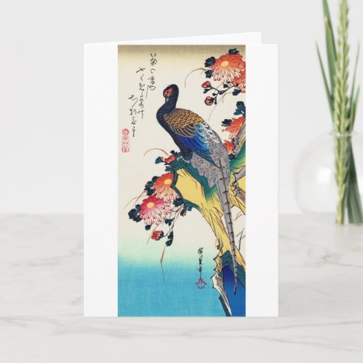 Fheasant en chrysanthemum, Hiroshige, Ukiyo-e Kaart (Voorkant)