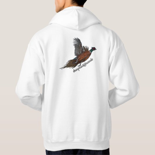 Fheasant in Flight Mannen Hooded Sweatshirt (Achterkant)