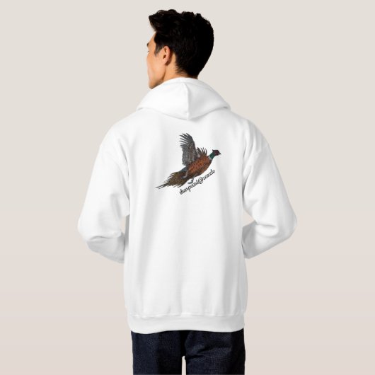 Fheasant in Flight Mannen Hooded Sweatshirt (Achterkant volledig)