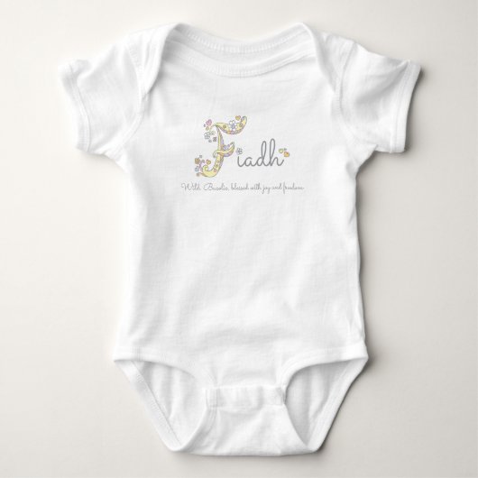 Fiadh meisjes naam betekent F monogram baby kledin Romper (Voorkant)