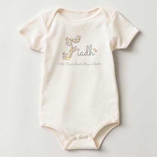 Fiadh meisjes naam betekent F monogram baby kledin Romper (Voorkant)