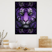 Fiala Paars Tiger Wild Cat Myka Jelina Art Poster (Keuken)