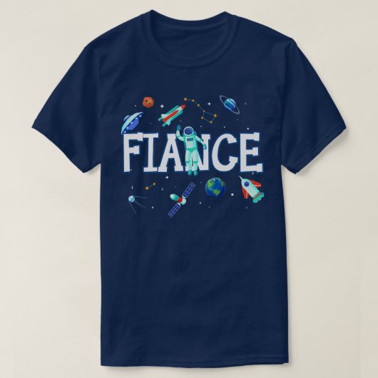 Fiance Astronaut Space Family Matching Birthday Pa T-shirt (Design voorkant)