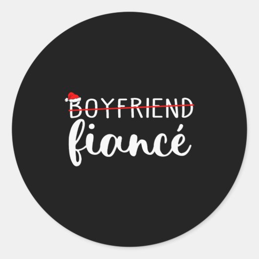 Fiance Fiancee Engaged Couples Matching Christmas  Ronde Sticker (Voorkant)