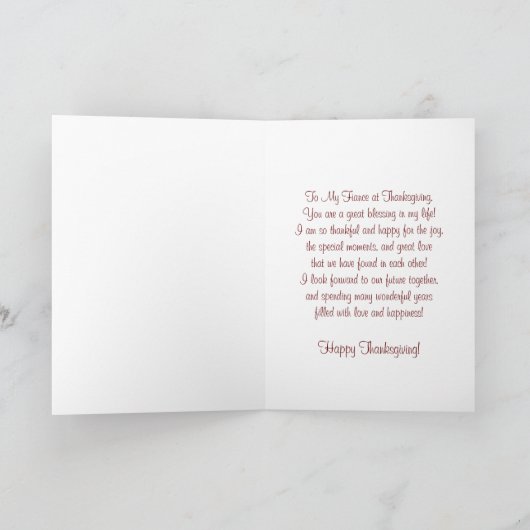 Fiance Happy Thanksgiving Turkije Kaart (Binnen)