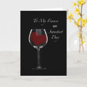 Fiance Sweetest Day Red Heart in Wine Glass Kaart (Gele Bloem)