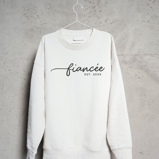 Fiancée Elegant Typography Custom Date Verloving Trui