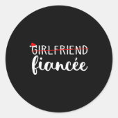 Fiancee Fiance Engaged Couples Matching Christmas  Ronde Sticker (Voorkant)