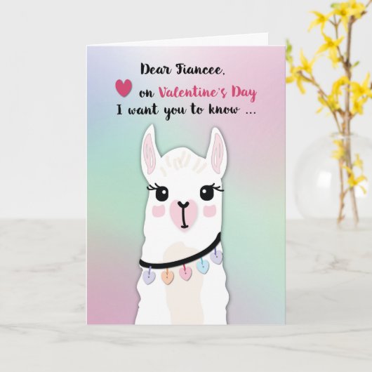 Fiancee Llamas Valentijn Day Hearts Kaart (Gele Bloem)