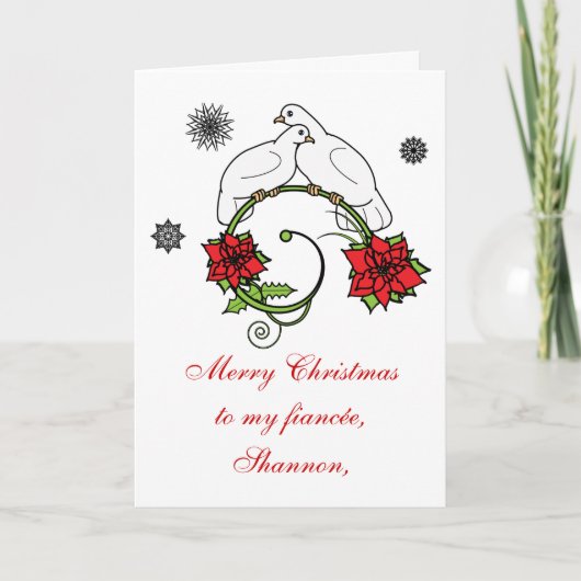 Fiancée Name : kerstduiven Feestdagen Kaart (Voorkant)