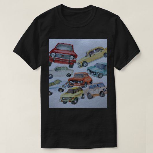 Fiat 128-kleurenT-shirt met waterverf T-shirt (Design voorkant)