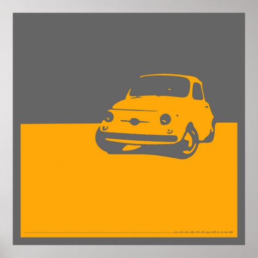 Fiat 500, 1959 - Geel op grijs Poster (Voorkant)