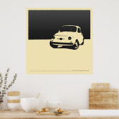 Fiat 500, 1959 - Koolzwart op roomkleurig poster (Keuken)