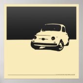 Fiat 500, 1959 - Koolzwart op roomkleurig poster (Voorkant)