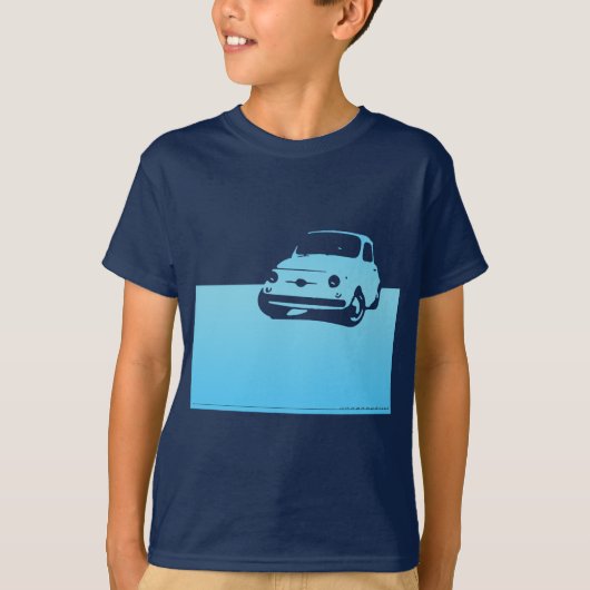 Fiat 500, 1959 - Lt blauw op donkere shirten T-shirt (Voorkant)