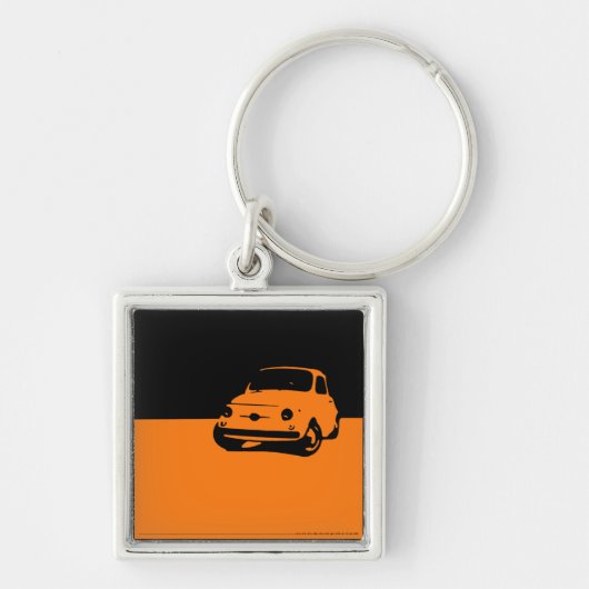 Fiat 500, 1959 - Oranje op donker Sleutelhanger (Voorkant)