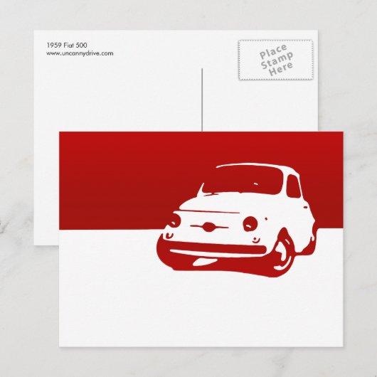 Fiat 500, 1959 - Rood aan licht Briefkaart (Voorkant / Achterkant)