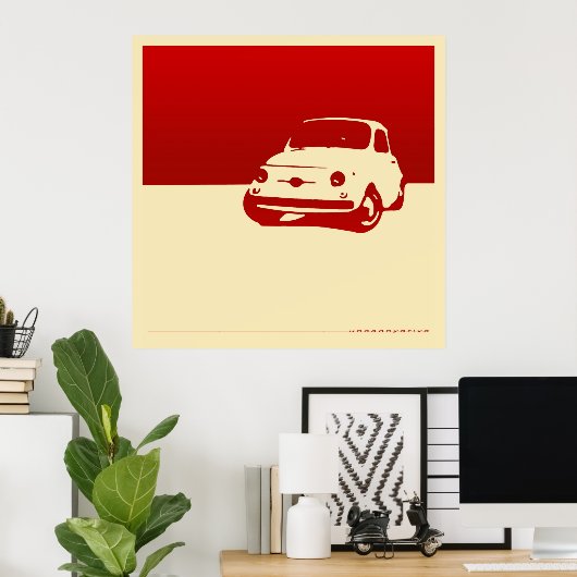 Fiat 500, 1959 - Rood op poster (Thuiskantoor)