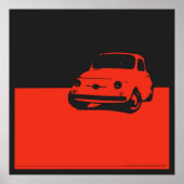 Fiat 500, 1959 - Rood op zwarte houtskool Poster (Voorkant)