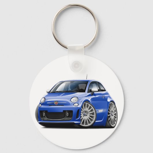 Fiat 500 Abarth Blue Car Sleutelhanger (Voorkant)