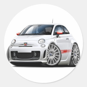 Fiat 500 Abarth White Car Ronde Sticker
