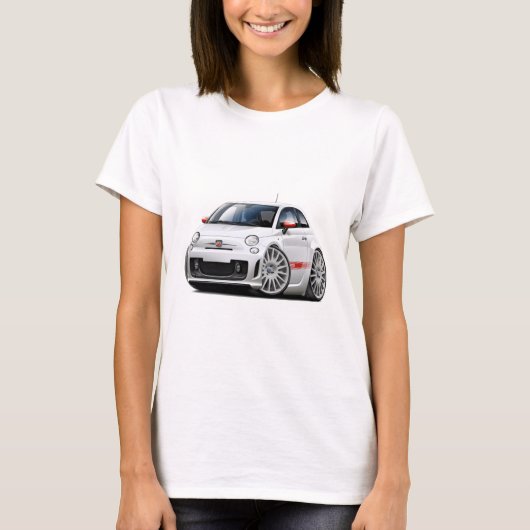 Fiat 500 Abarth White Car T-shirt (Voorkant)