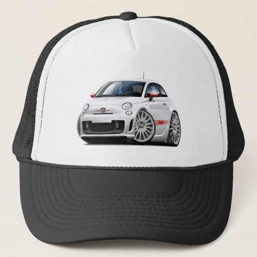 Fiat 500 Abarth White Car Trucker Pet (Voorkant)