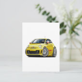 Fiat 500 Abarth Yellow Car Briefkaart (Staand voorkant)
