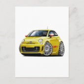 Fiat 500 Abarth Yellow Car Briefkaart (Voorkant)