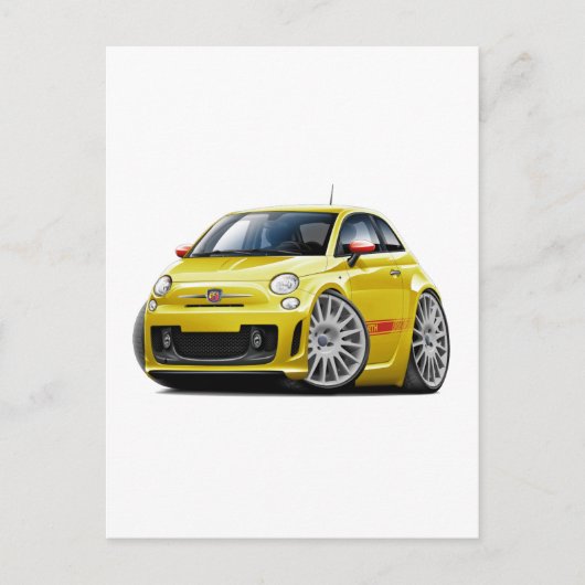Fiat 500 Abarth Yellow Car Briefkaart (Voorkant)