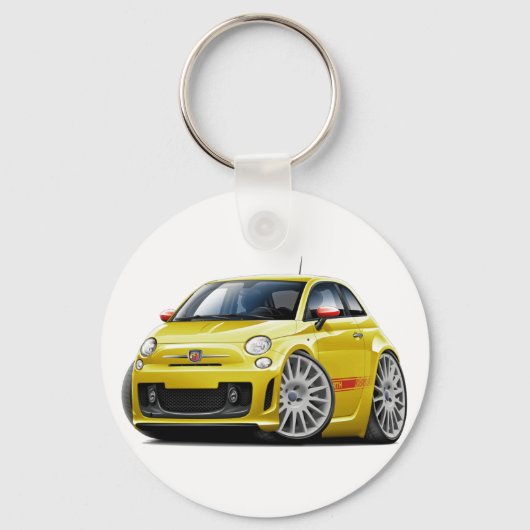 Fiat 500 Abarth Yellow Car Sleutelhanger (Voorkant)