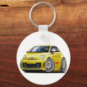 Fiat 500 Abarth Yellow Car Sleutelhanger (Voorkant)