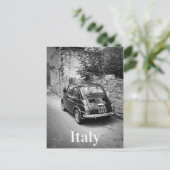 FIAT 500 auto in zwart-wit Briefkaart (Staand voorkant)