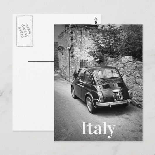 FIAT 500 auto in zwart-wit Briefkaart (Voorkant / Achterkant)