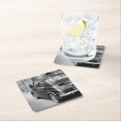 FIAT 500-auto in zwart-wit Kartonnen Onderzetters (Insitu)