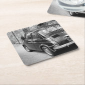 FIAT 500-auto in zwart-wit Kartonnen Onderzetters (Schuin)