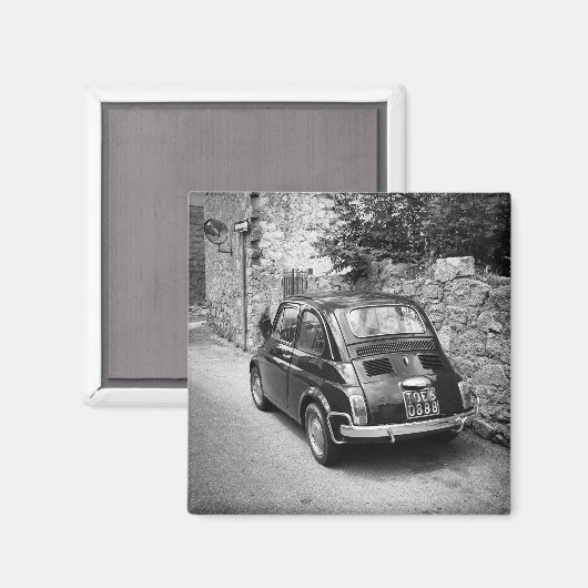 FIAT 500-auto in zwart-wit Magneet (Voorkant / Achterkant)