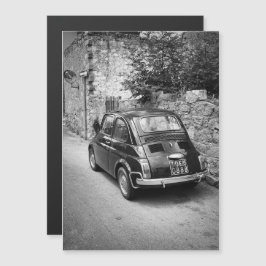 FIAT 500-auto in zwart-wit Magnetische Uitnodiging