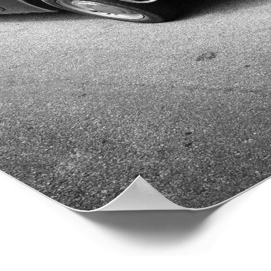 FIAT 500-auto in zwart-wit Poster (Hoek)