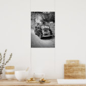 FIAT 500-auto in zwart-wit Poster (Keuken)