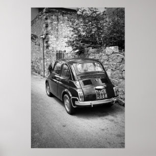 FIAT 500-auto in zwart-wit Poster