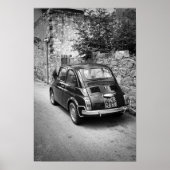 FIAT 500-auto in zwart-wit Poster (Voorkant)
