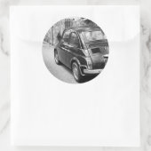 FIAT 500-auto in zwart-wit Ronde Sticker (Tas)