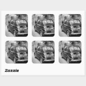 FIAT 500-auto in zwart-wit Vierkante Sticker (Vel)
