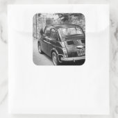 FIAT 500-auto in zwart-wit Vierkante Sticker (Tas)