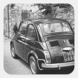 FIAT 500-auto in zwart-wit Vierkante Sticker